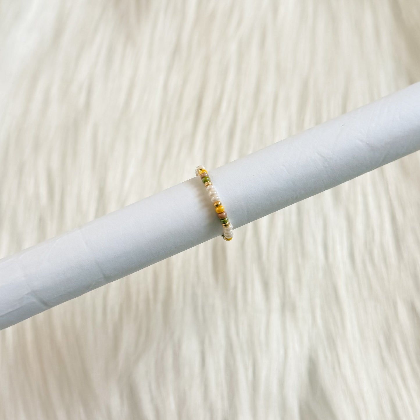 Dainty Sunflower Beaded Ring