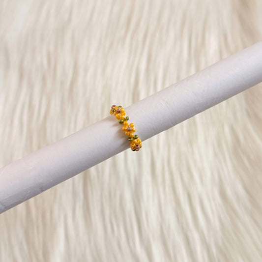 Dainty Sunflower Beaded Ring